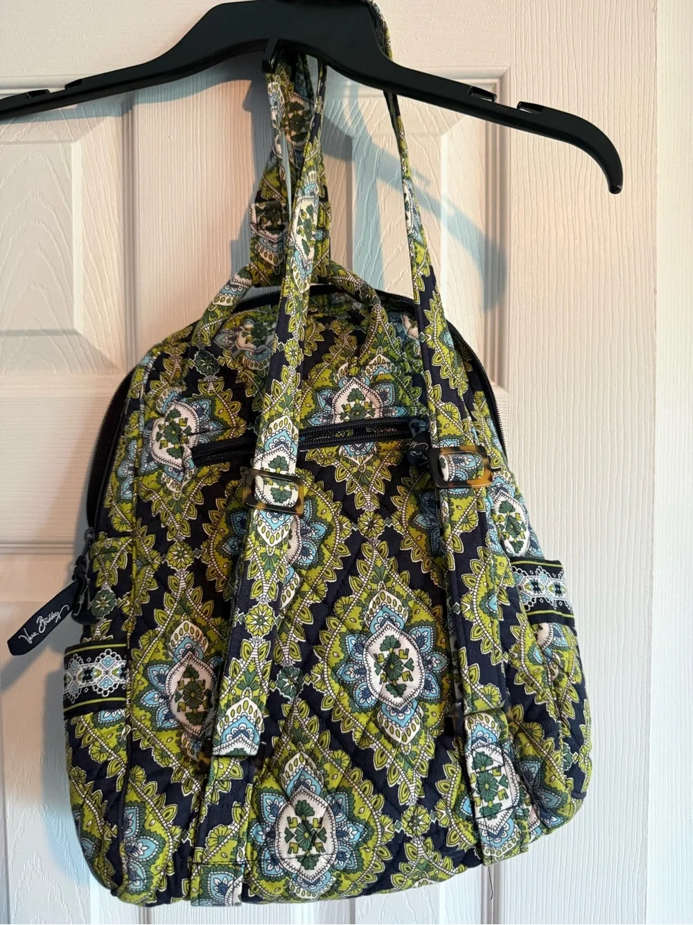Vera Bradley Olive Green and Black Quilted Pattern Backpack